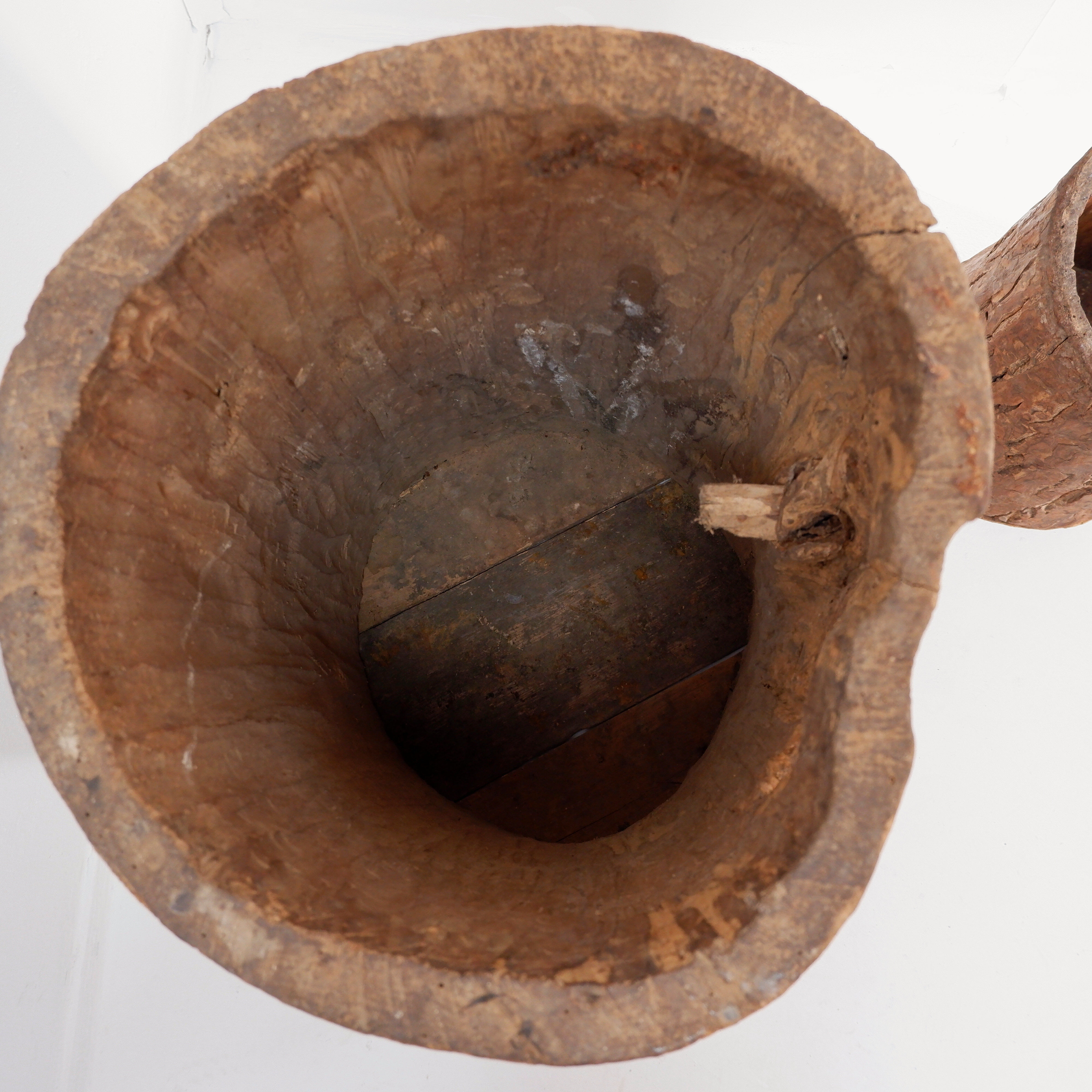 Set of 2 primitive wooden pots - late 19th century