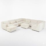 German Modular Sofa Set (10 Pieces)  — Wood Frame & Velvety Textile