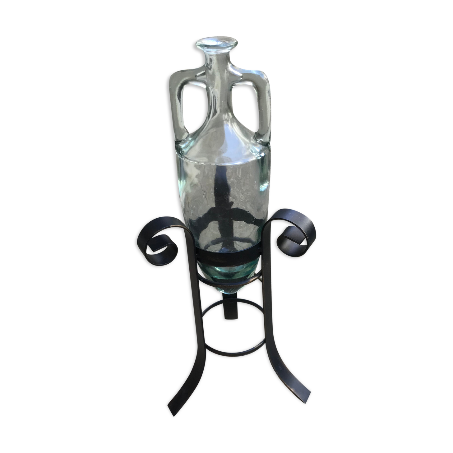 Vase amphore avec support fer forgé