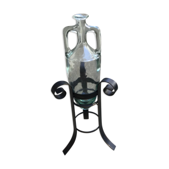 Amphora vase with wrought iron support
