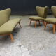 Sculptural sofa and 2 armchairs fifties sofa set