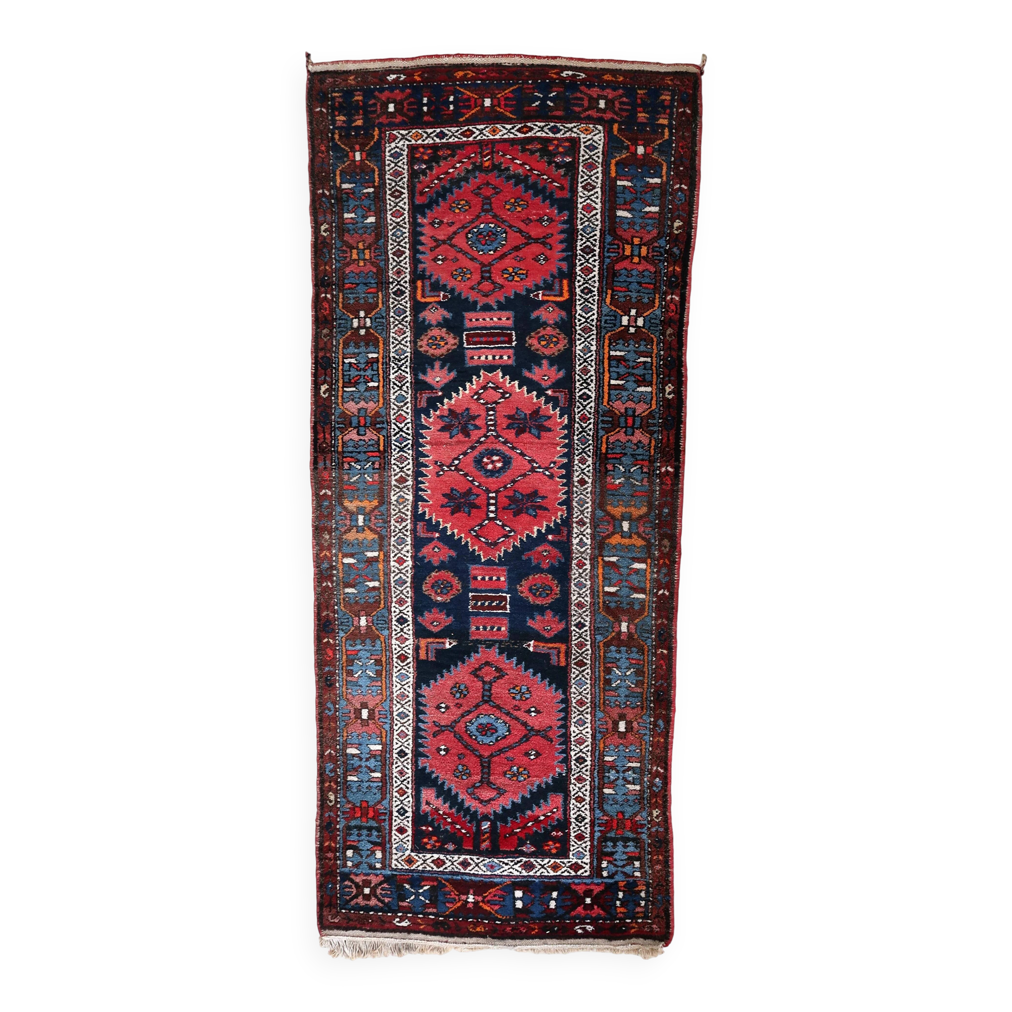 Handmade antique Persian Hamadan runner 106cm x 237cm, 1920s
