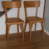 Set of 8 classic Baumann chairs 1950 light beech