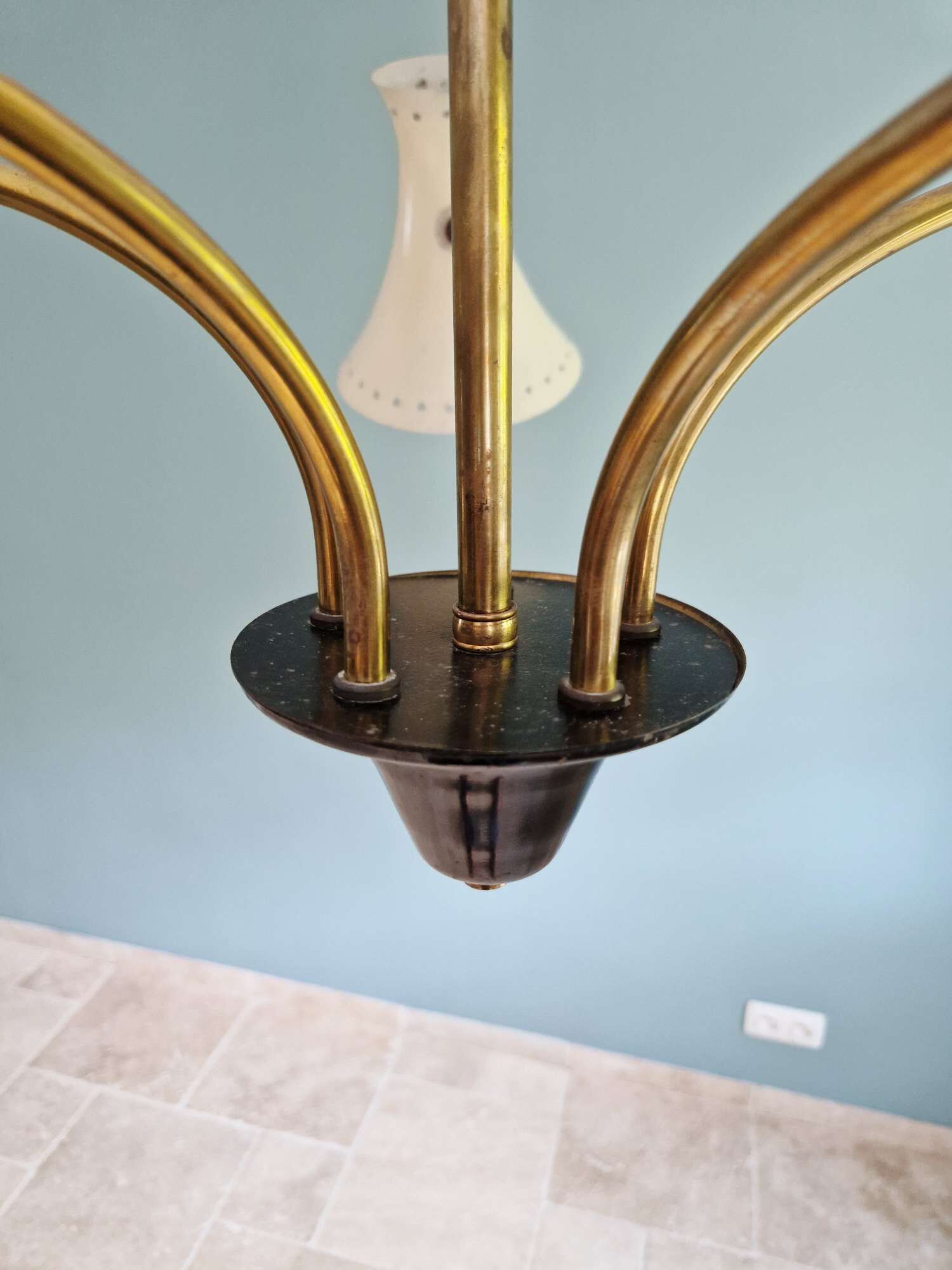 Articulated Diabolo chandelier, Italian design, 1950s-60s