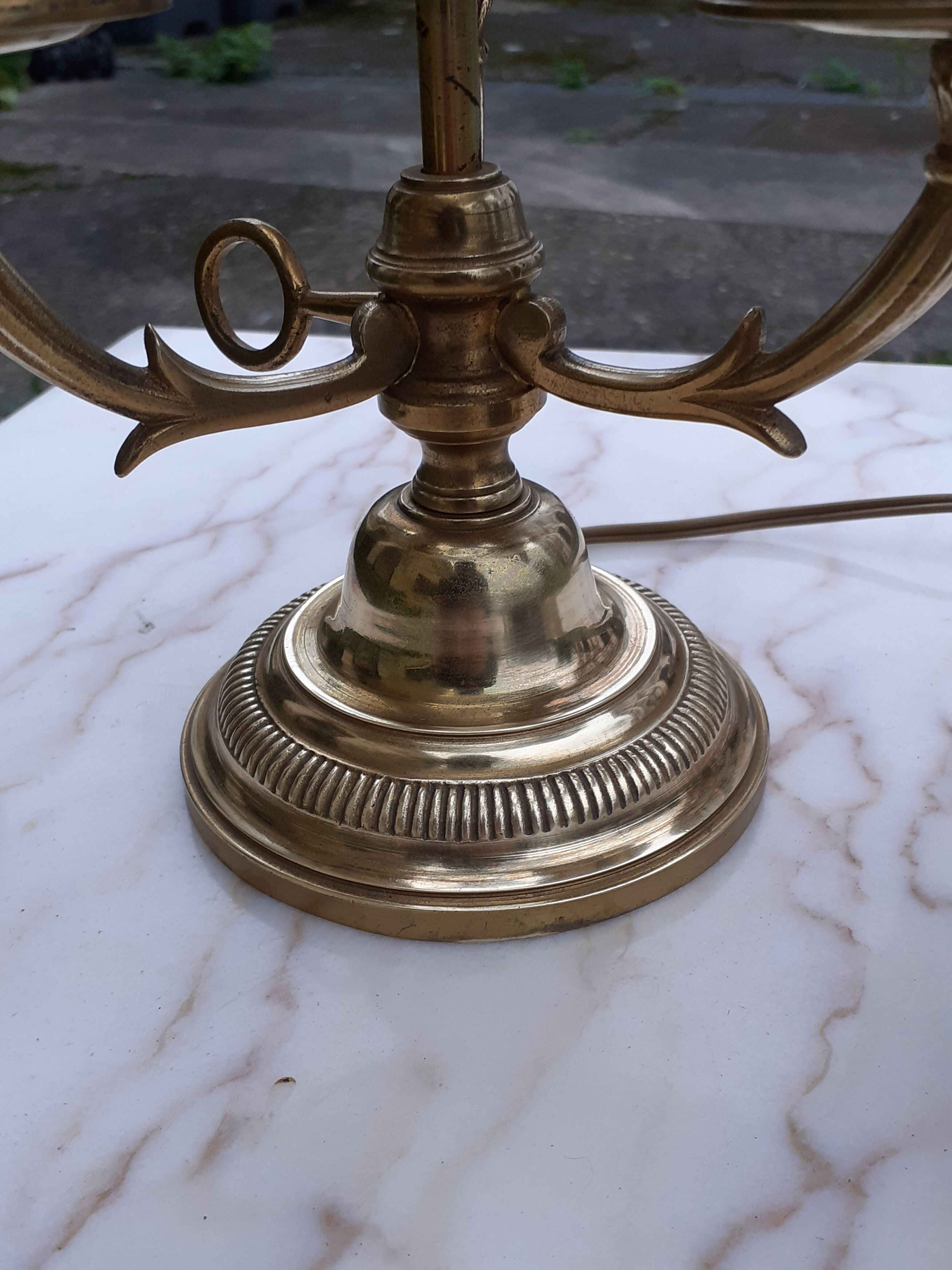 3-branched lampshade lamp sheet gilded bronze pietement