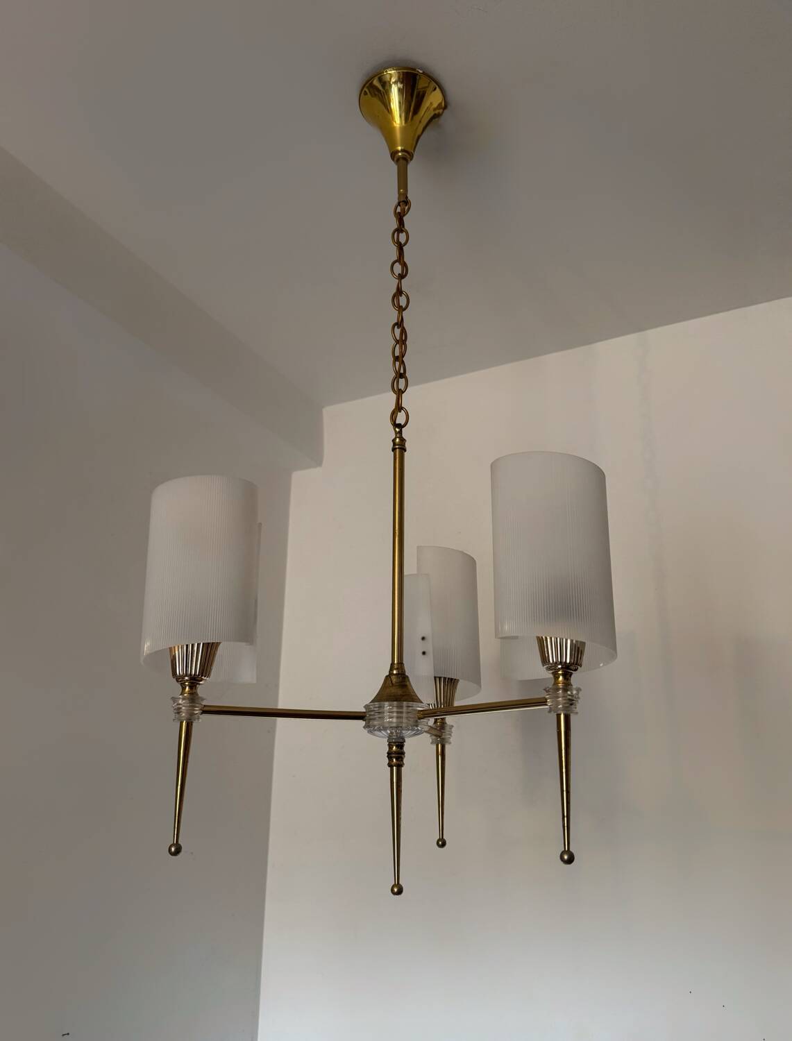 60s brass perspex chandelier