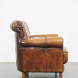 Vintage sheep leather 2 seater sofa with patina