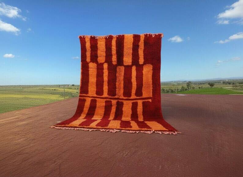 Vintage Moroccan Berber rug red orange 300x200 cm – handmade wool