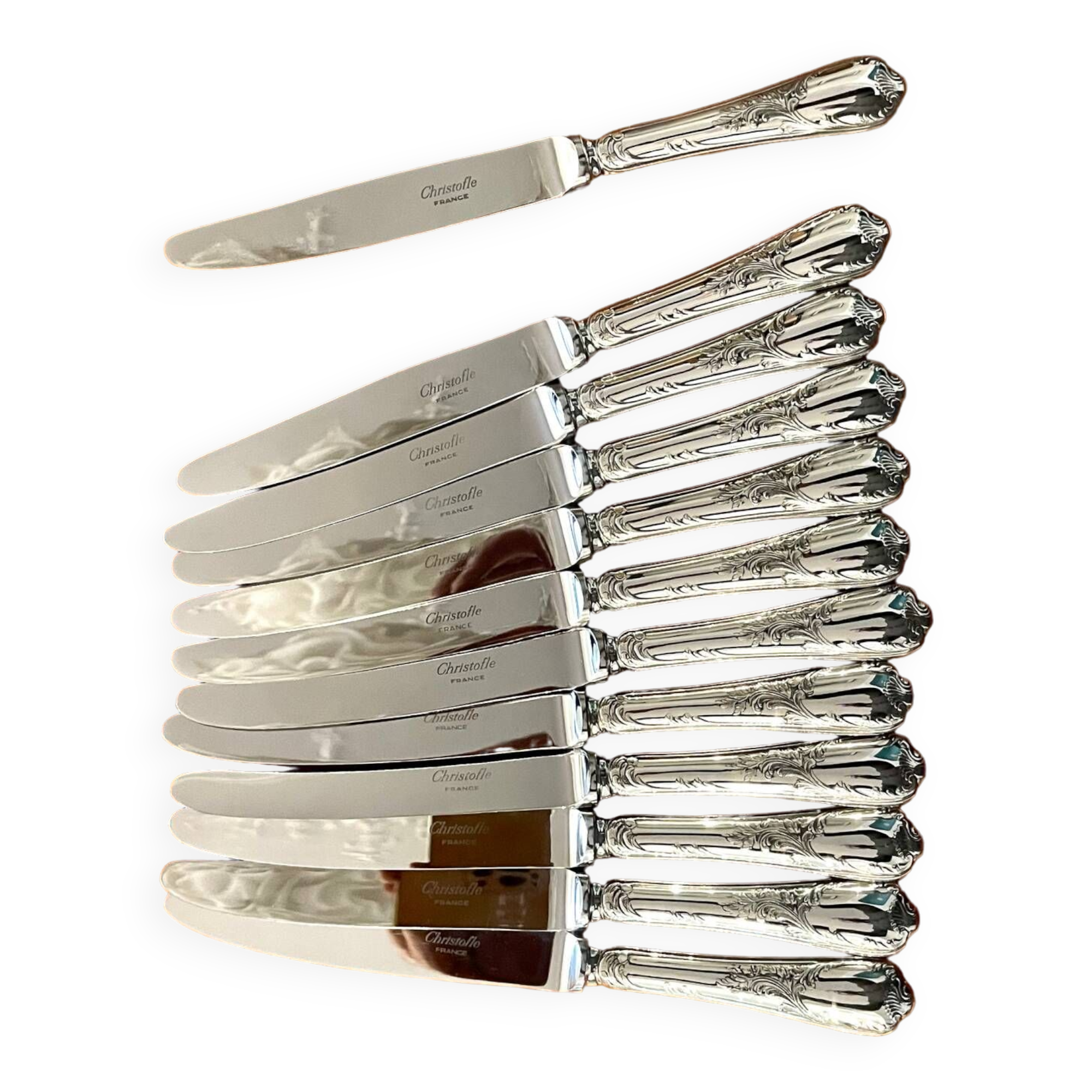 Christofle marly 12 couteaux marly 19,5 cm superbe état