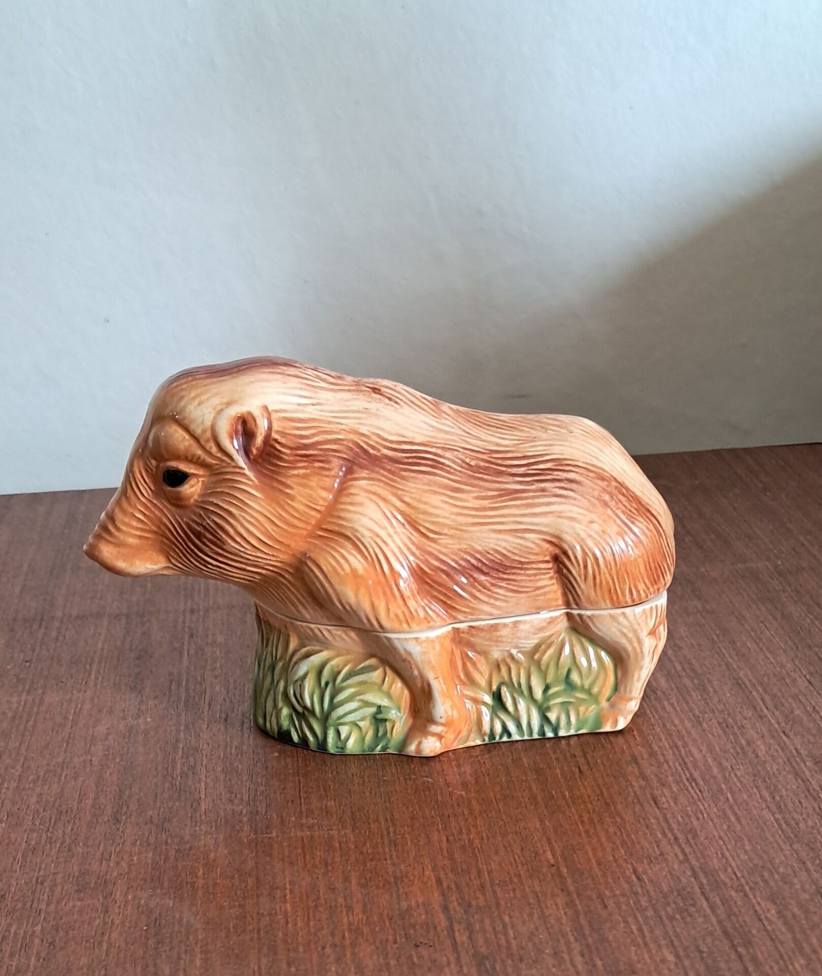 Terrine in Barbotine Michel Caugant. Boar shape.