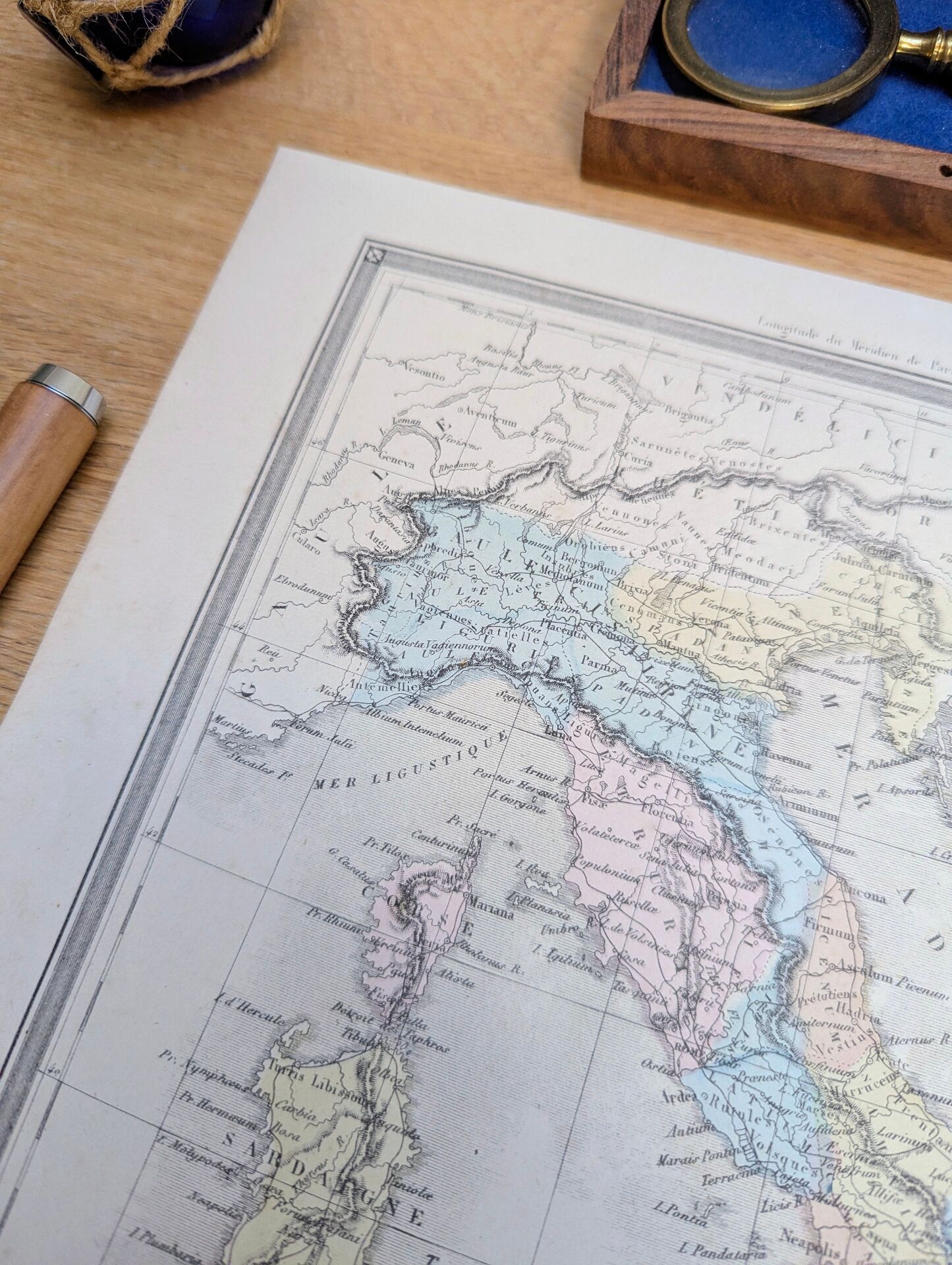 L'Italie ancienne, carte ancienne, imprimée en 1852.