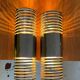 Pair of vintage wall lamps "Spring", chromed metal, France 1970
