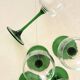 French service of green bottle glass wine glasses, Alsace 1970.