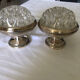 Set of embroidered flowers in crystal and silver-plated metal, vintage 70s.