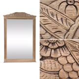Art Deco mirror bevelled raw oak 1930
