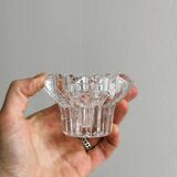 Elegant pair of faceted cut crystal candlesticks