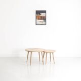 Duo round coffee table in solid Vosges oak