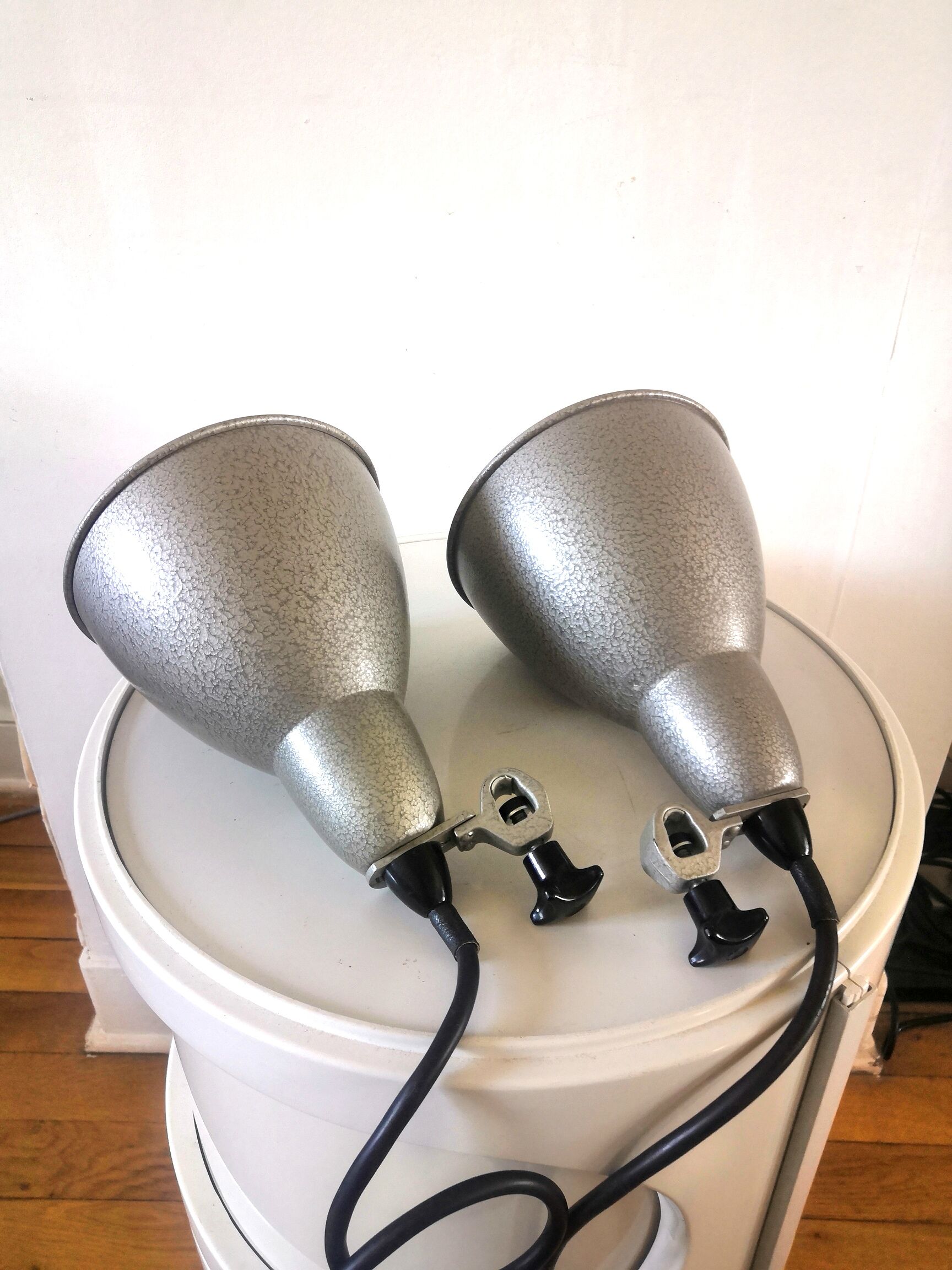 Pair of industrial lamps design 60s