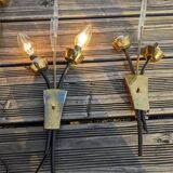 Trio of double wall lights 1950-1960