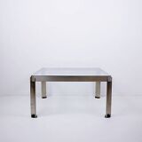 Steel and Thick Crystal Coffee Table T113 by Osvaldo Borsani for Tecno 1970s