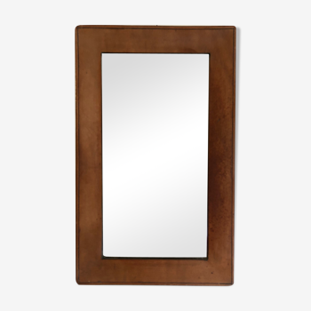 Early 20th century mirror in patinated leather  21x33,5cm