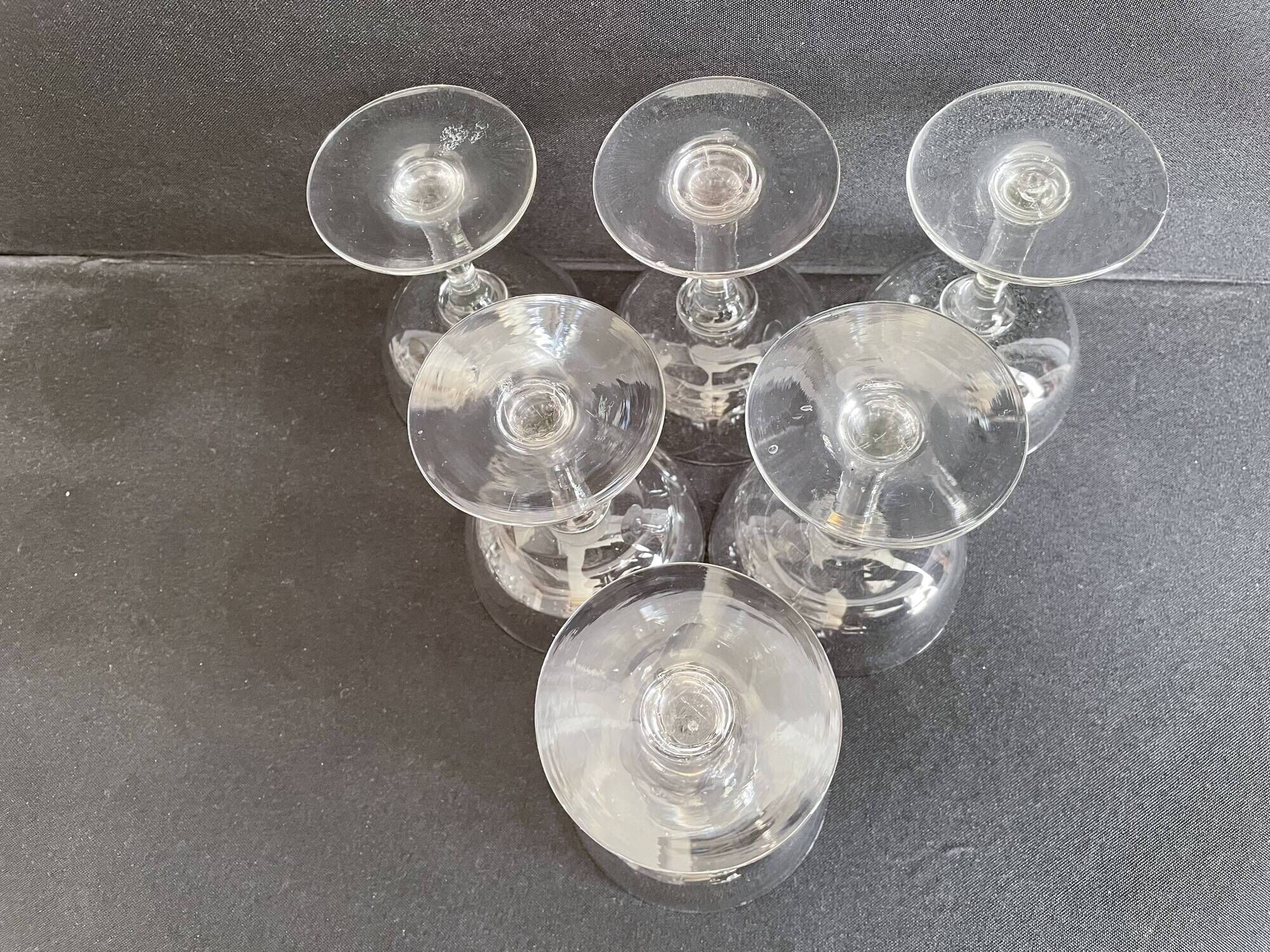 Lot de 6 coupes à champagne, Napoléon III, 1/2 cristal soufflé et taillé