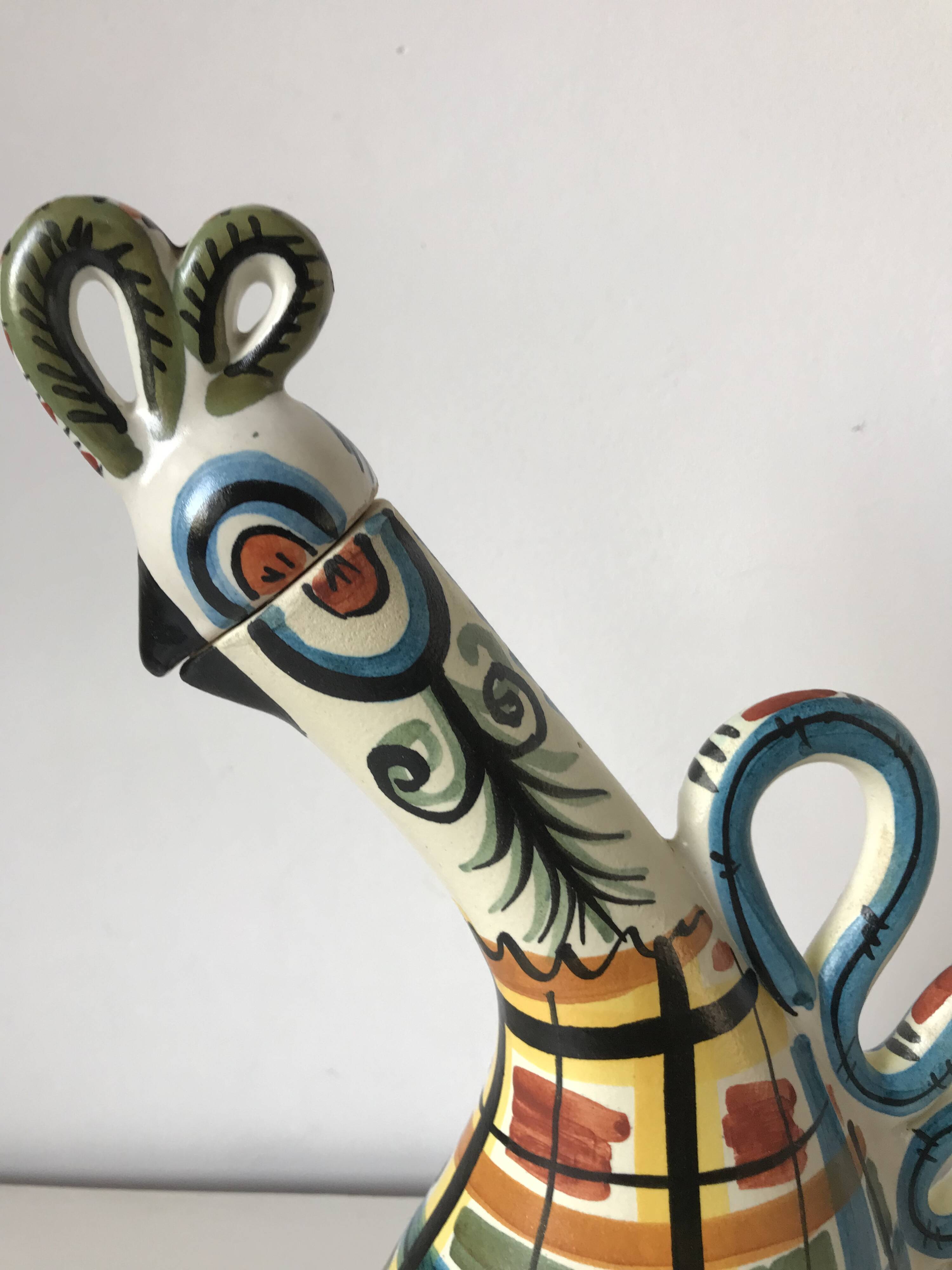 Zoomorphic ceramic bottle, Kéraluc, Georges Allier, 1950s