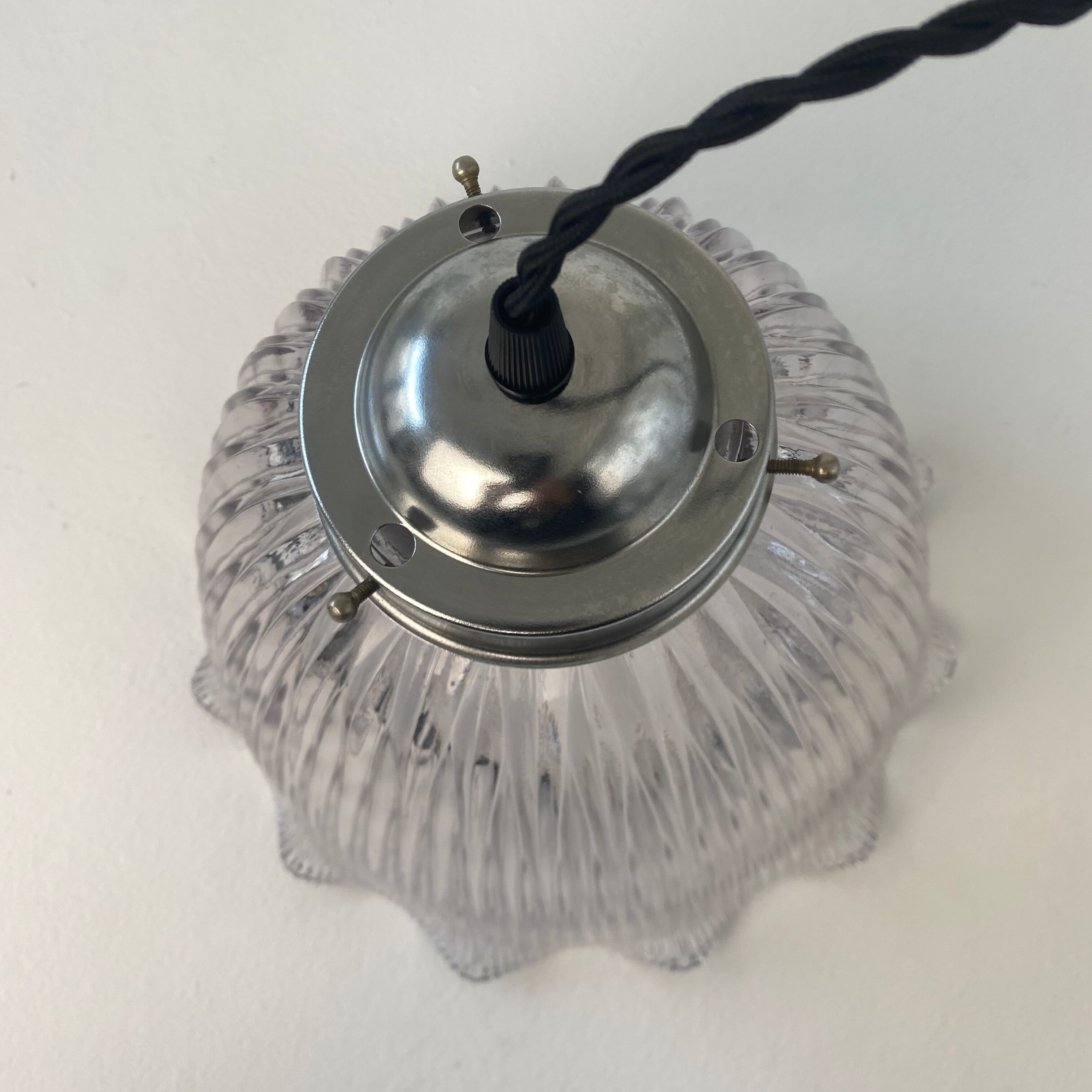 Holophane glass suspension 25,5 cm vintage