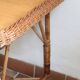 Table à manger en rotin et osier, plateau en hêtre, années 60