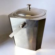 Seau à glace chromé Romeo Rega avec pinces, Italie, années 1970