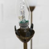 Lampadaire à 3 branches de 1960 laiton doré, fonte et opalines