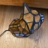 Vintage cat lamp in glass and metal