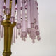 Table lamp, bedside lamp, speckled pink globe and glass and wood beads. Year 60