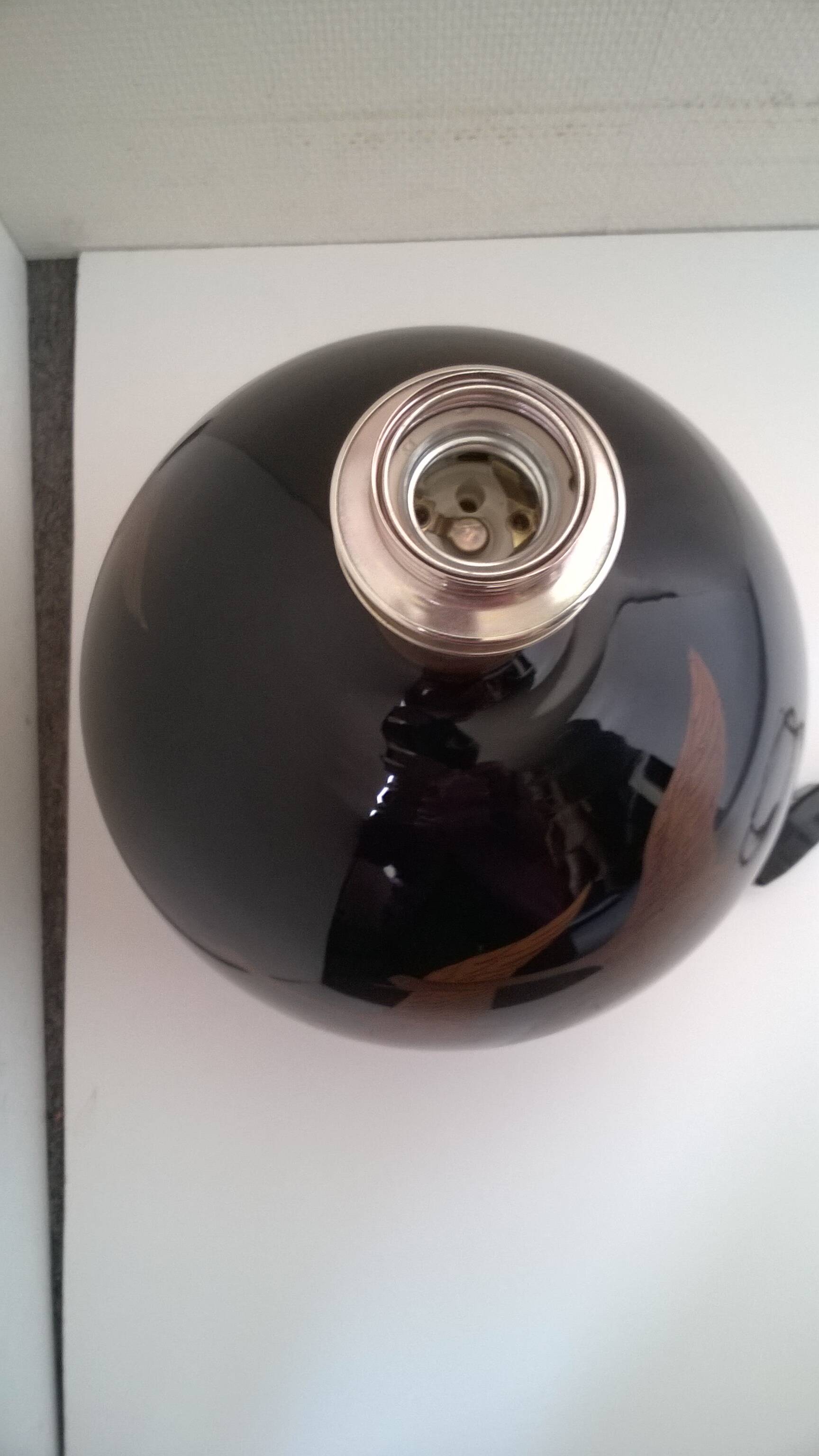 Hand-painted black opaline ball lamp base c.1930/40 Jacques Adnet style