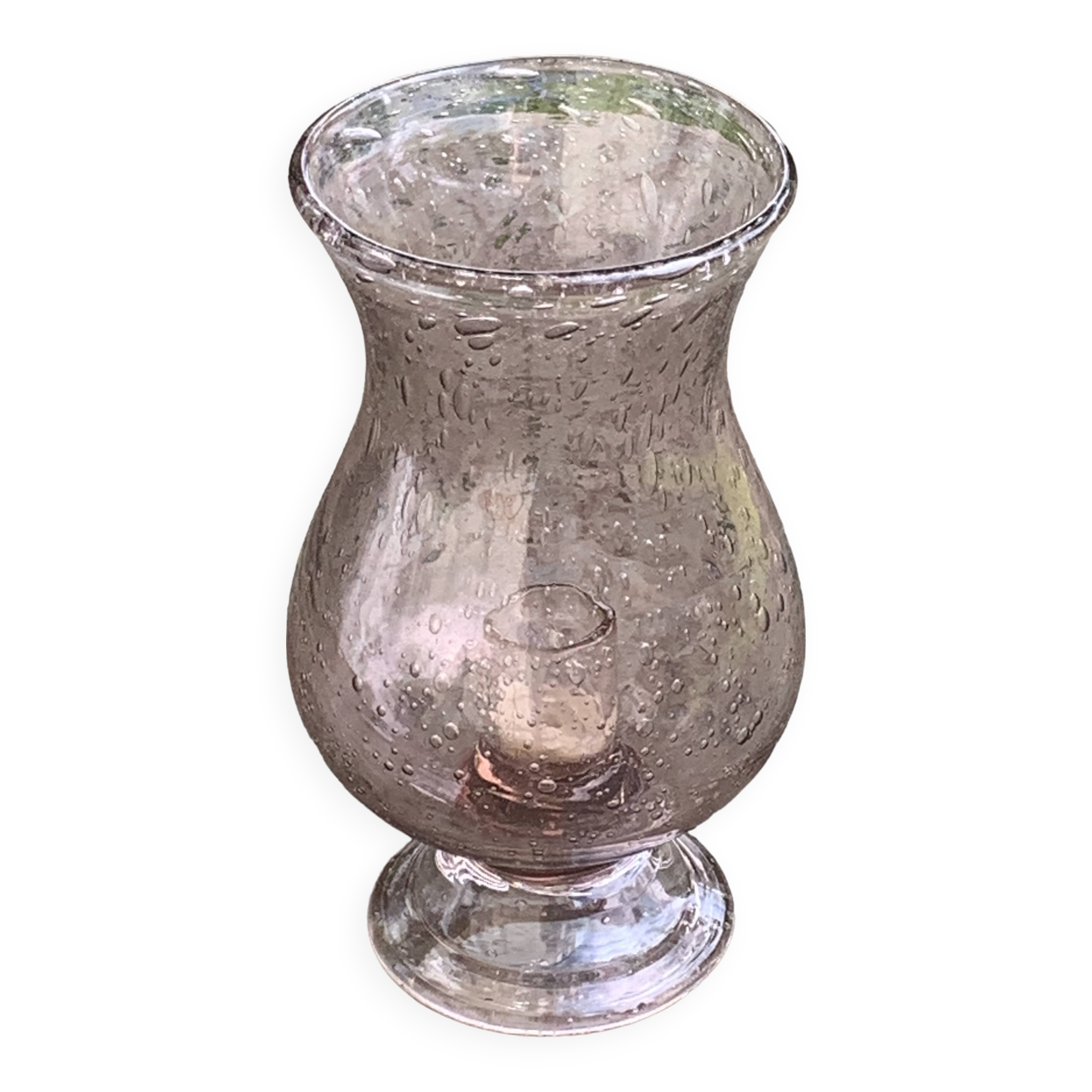 Photophore, Bougeoir en verre soufflé rose des sables de la verrerie de BIOT, made in france