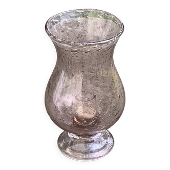 Tealight holder, sand rose blown glass candle holder from BIOT glassworks, made in France