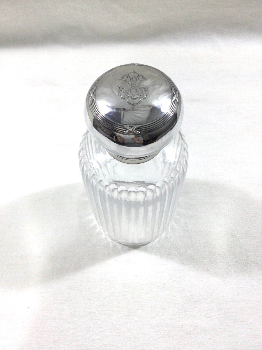 Crystal and silver toilet bottle Saglier Frères