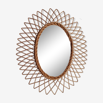Rattan oval mirror 41x50cm