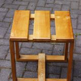 Vintage solid wood stool, modernist design 1970s