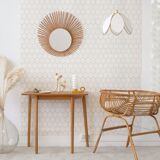 Old large rattan sun mirror