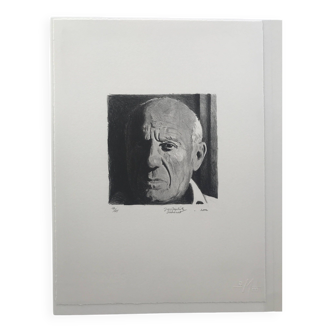 Jean-Baptiste Sécheret : Lithographie originale signée au crayon Bonjour Picasso, 2002