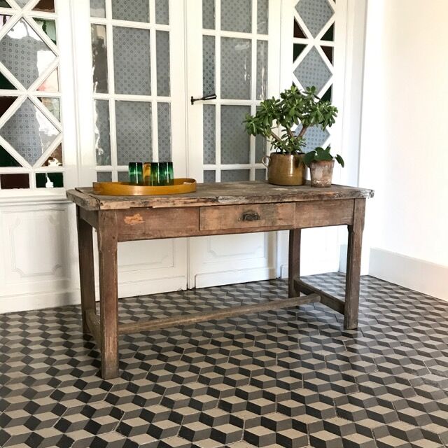 Old wooden farm table