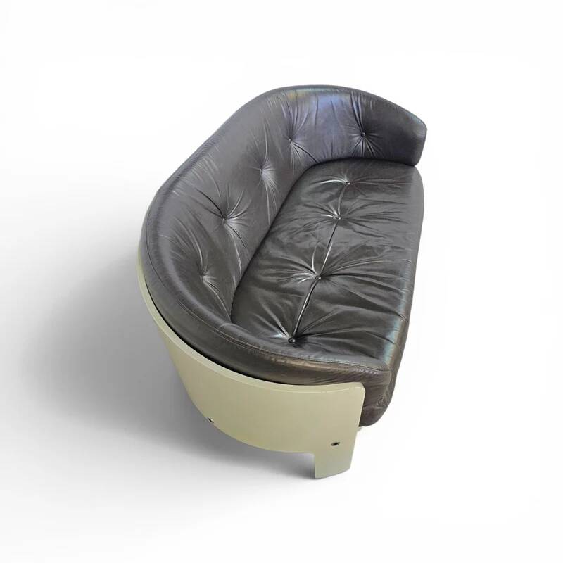 Bz49 sofa by Hans Ell for 't Spectrum / 1970 / dark brown leather