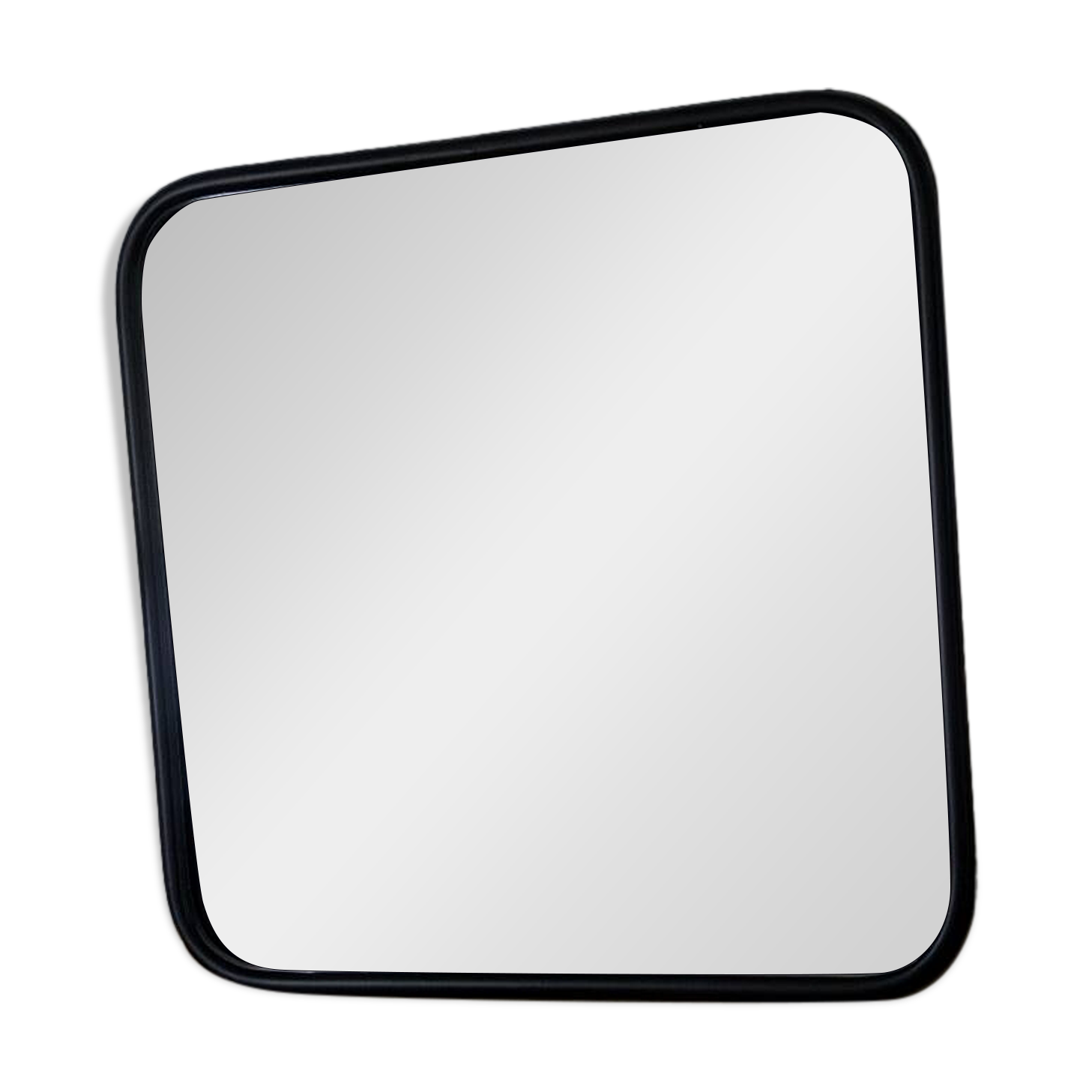 Black metal square mirror, industrial style
