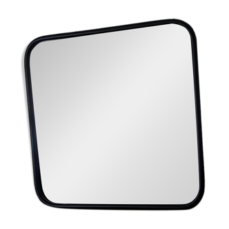 Black metal square mirror, industrial style