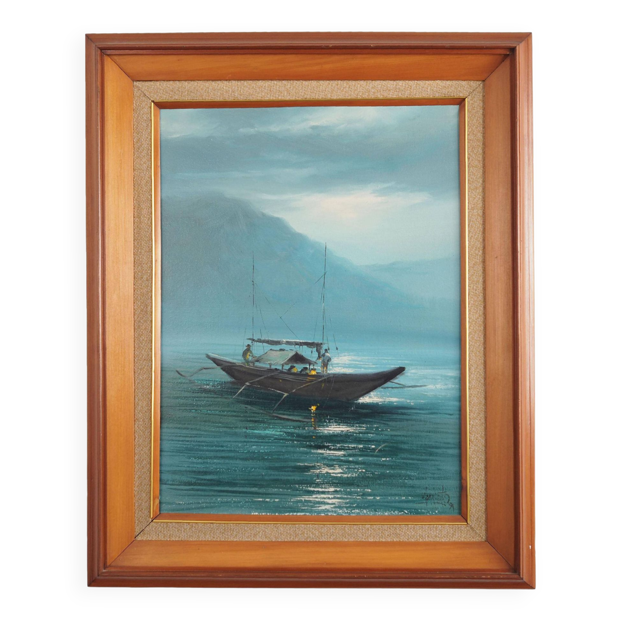 Painting „The Night Fishing”, Scandinavian design, 1970s