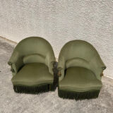 Pair of vintage green toad armchairs