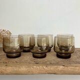 6 Luminarc smoked glass tumblers
