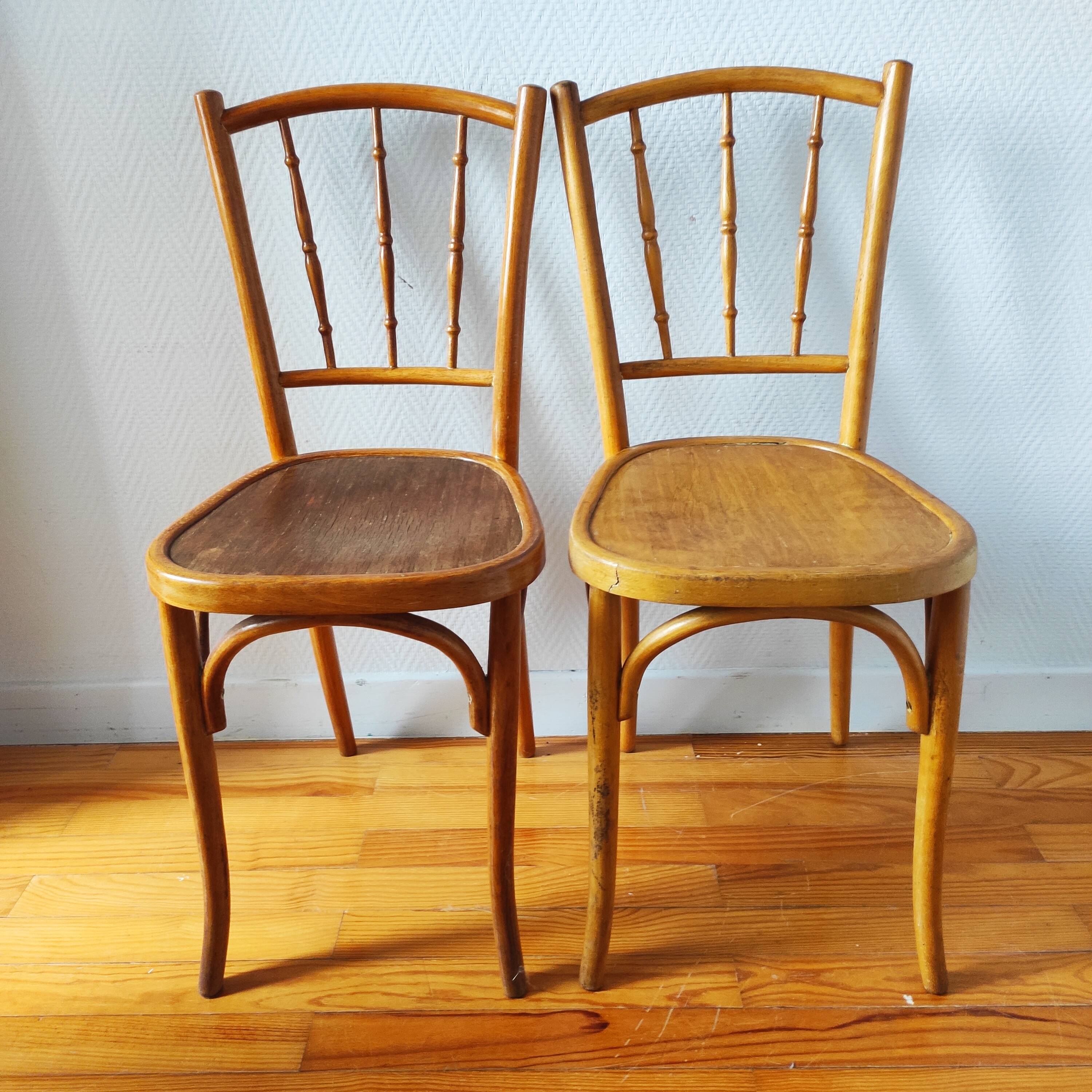4 mismatched vintage bistro chairs