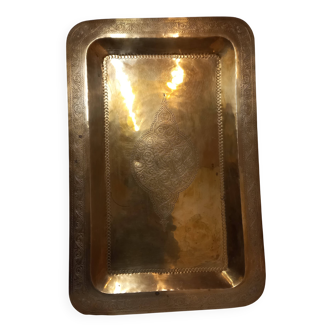 Large rectangular Moroccan copper tray.